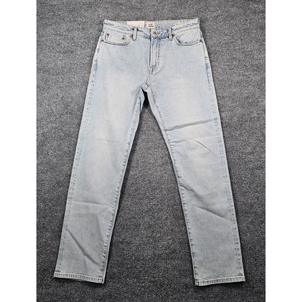 Flint And Tinder Stretch Selvedge Denim Jeans Mens 32x32 Straight Fit Light Wash